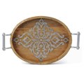 The Gerson Companies Gerson 92843 20.75 in. Long Wood & Metal Heritage Collection Oval Tray - Medium 92843